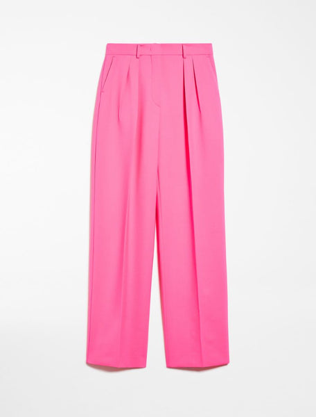 Wide-fit stretch wool trousers