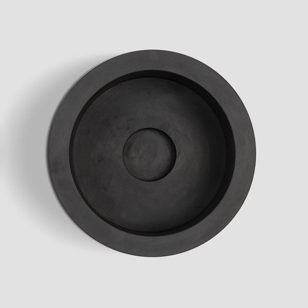 Large Concrete Pot and 3-Wick Candle Set - Black