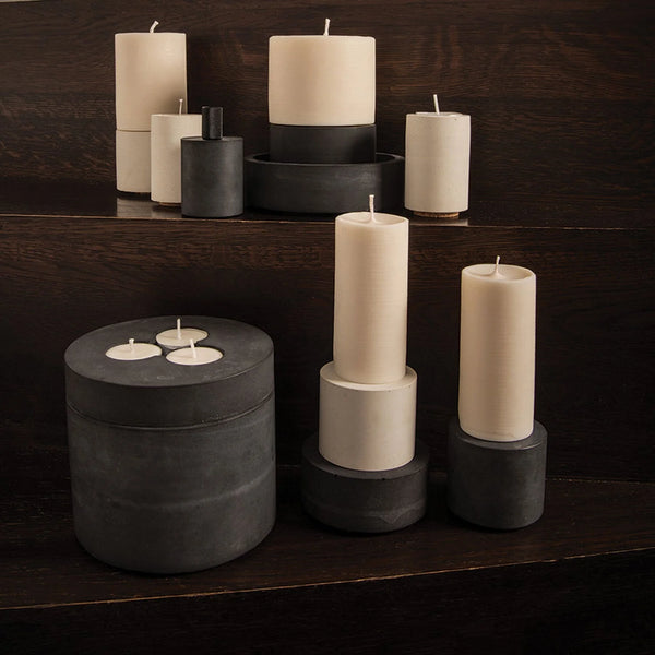 Large Candle and Holder Set - Black