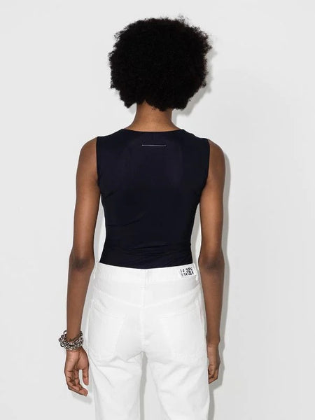 logo sleeveless bodysuit blk