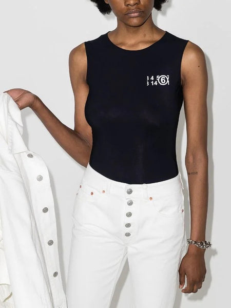 logo sleeveless bodysuit blk