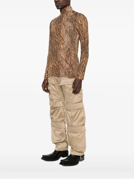 animal-print turtleneck top