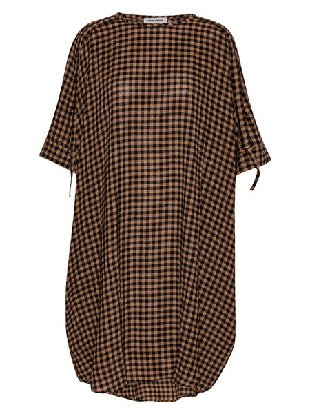 RENEW DRESS - BEIGE BLACK CHECKS