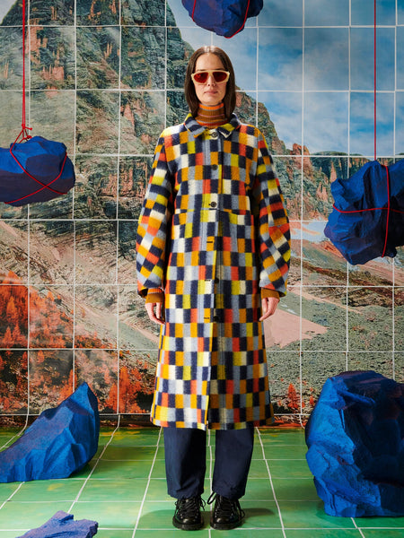 Banana Coat - Brushed Squares