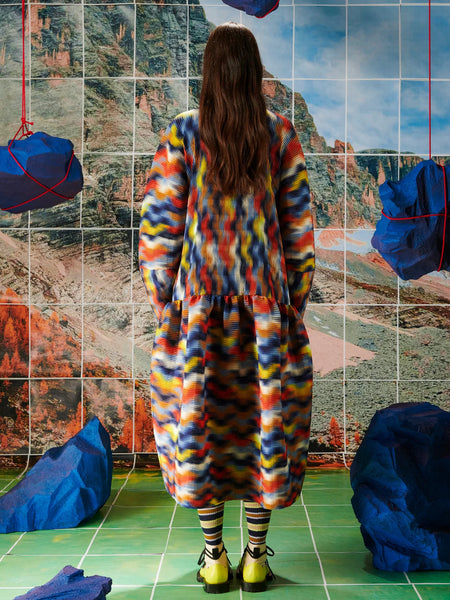 Hilly Plisse Dress - Wavy Cubes