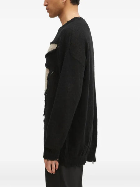 distressed-effect sweater
