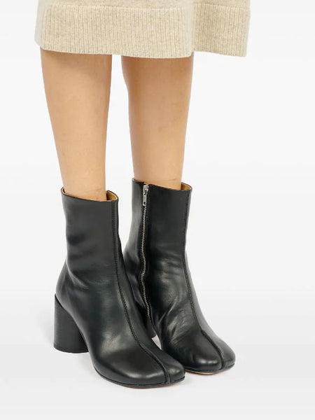 stitch-out leather ankle boots