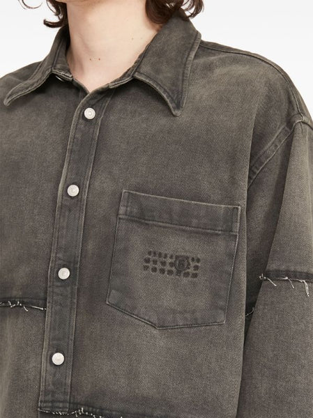 raw-cut detail denim shirt