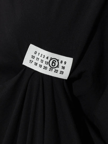 gathered logo-patch dress
