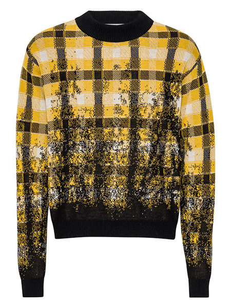 Faded Knit Jumper - Blurry Black Yellow Check