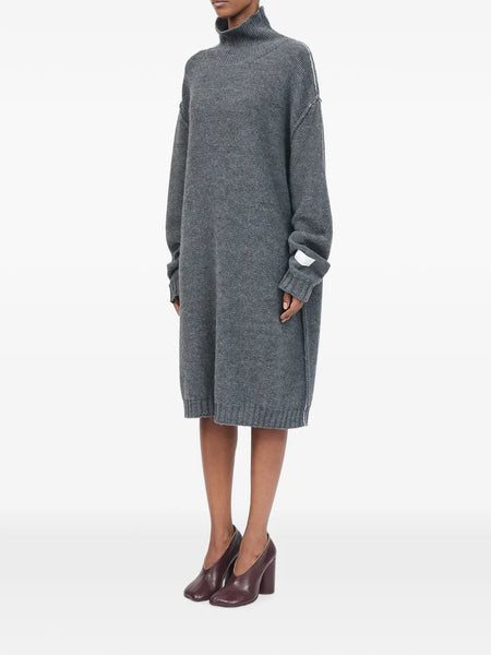 high-neck knitted midi dress