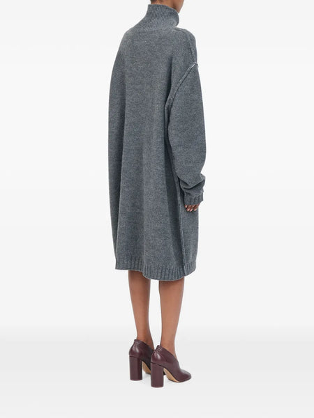 high-neck knitted midi dress