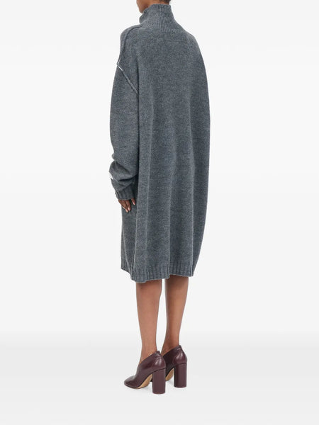 high-neck knitted midi dress