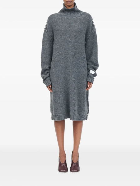 high-neck knitted midi dress