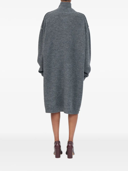 high-neck knitted midi dress