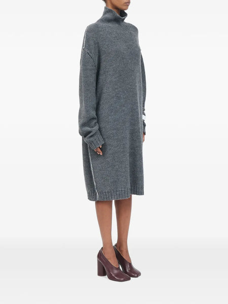 high-neck knitted midi dress