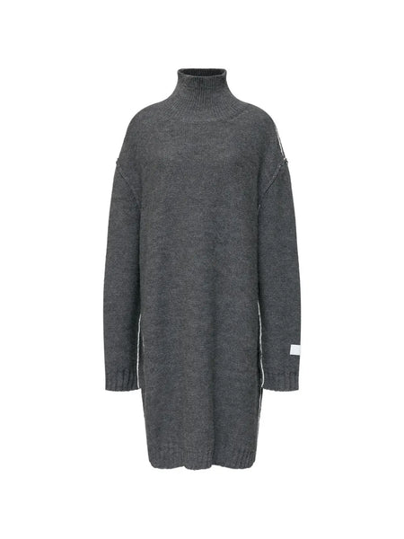 high-neck knitted midi dress