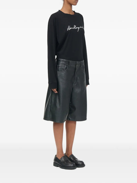 faux-leather shorts