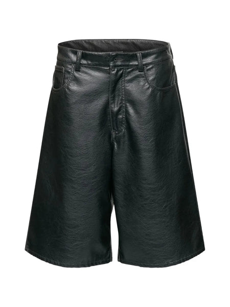 faux-leather shorts