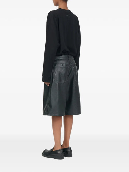 faux-leather shorts