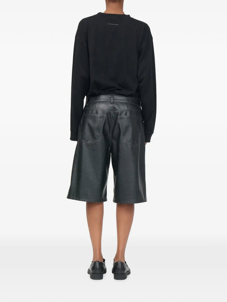 faux-leather shorts