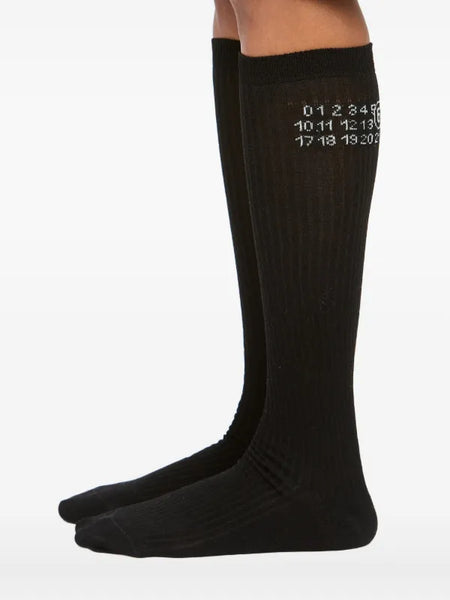 numeric logo ribbed socks