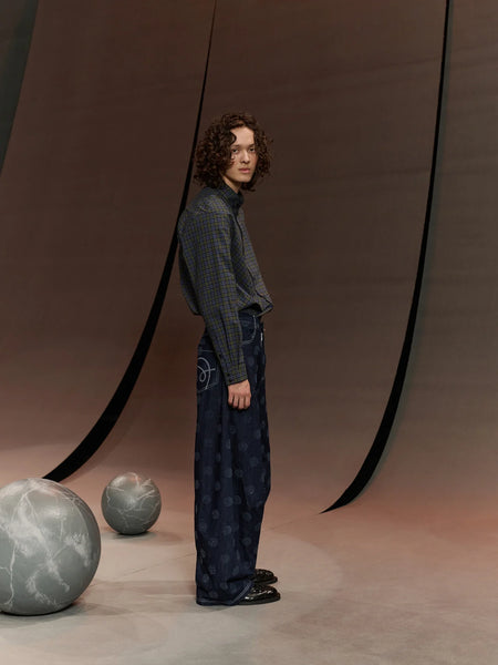 Dart Denim Pants - Needle Punch Dots