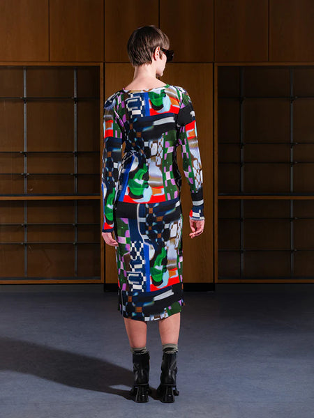 KNIGHT PLISSE DRESS - KALEIDOSCOPE TETRIS