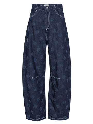 Dart Denim Pants - Needle Punch Dots