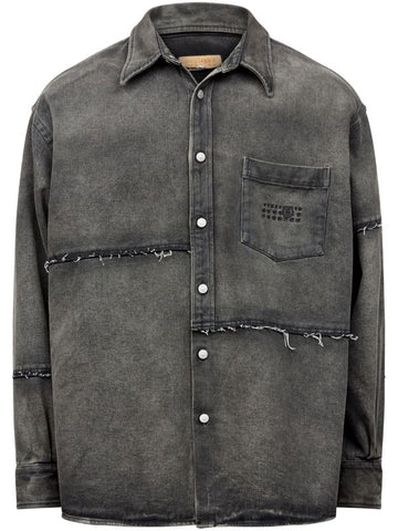 raw-cut detail denim shirt