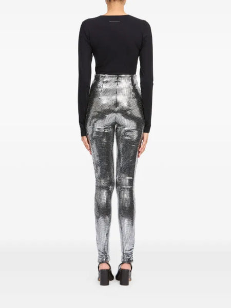 metallic tailored trousers