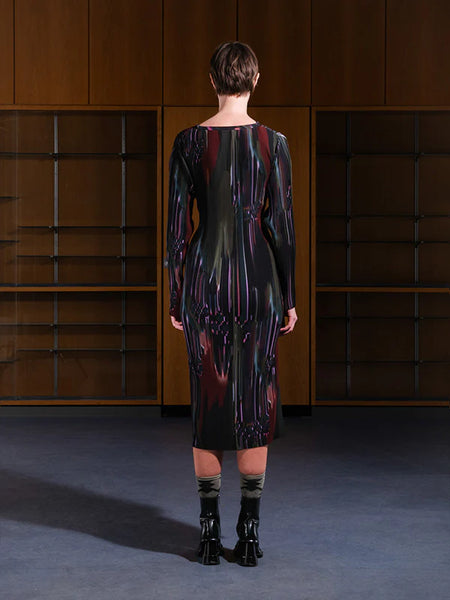 KNIGHT PLISSE DRESS - DARK TETRIS DRIPS