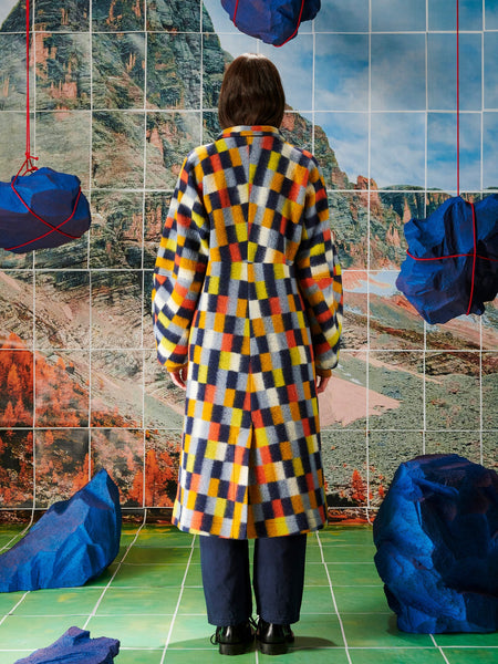 Banana Coat - Brushed Squares