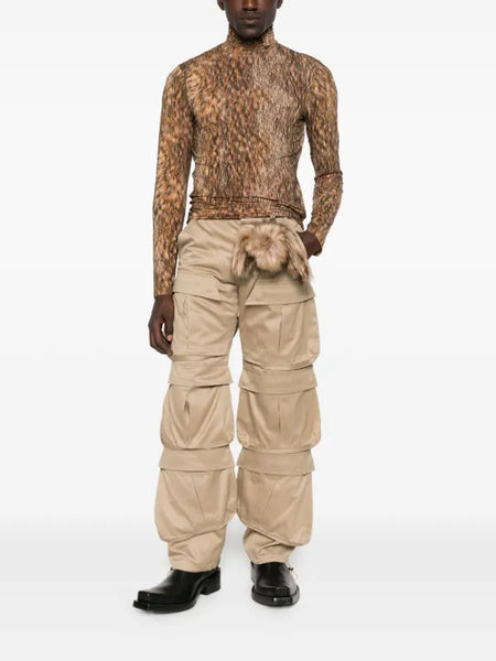animal-print turtleneck top