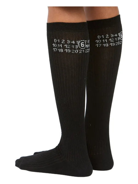 numeric logo ribbed socks