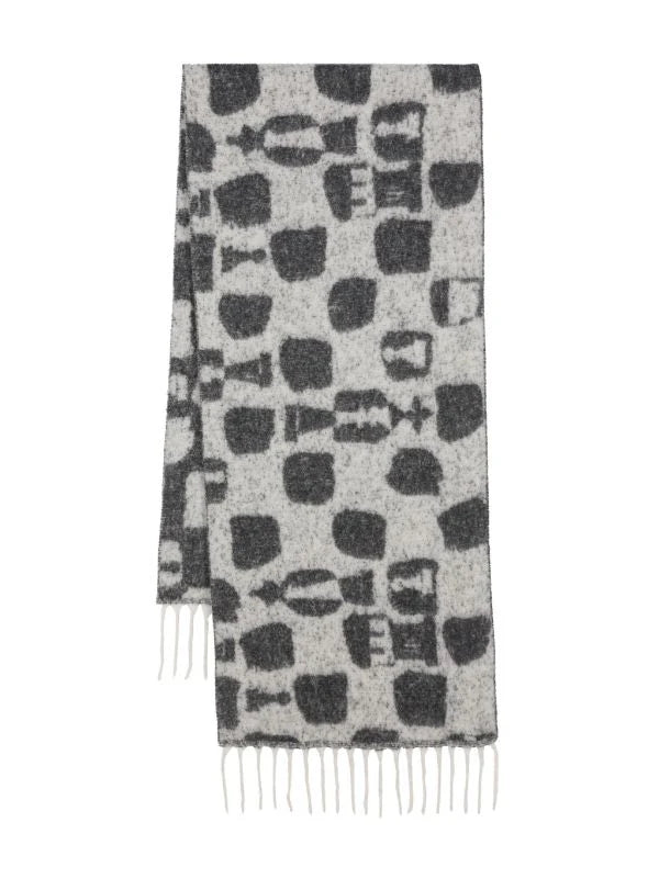 CHESS WOOL SCARF - WHITE BLACK CHESS