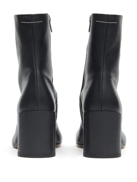 stitch-out leather ankle boots