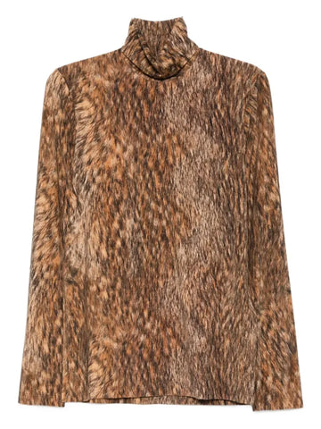 animal-print turtleneck top