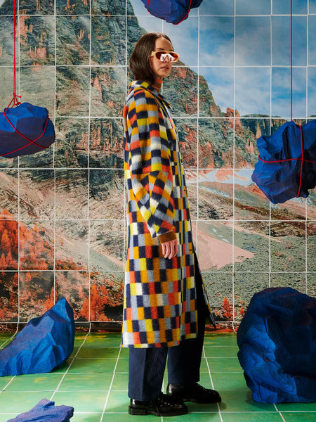Banana Coat - Brushed Squares