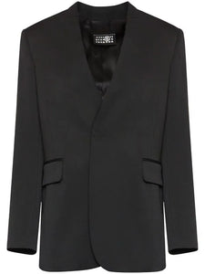 collarless single-breasted blazer