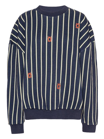 JOAQUIN HORSE HEAD SWEAT - NAVY HORSE HEAD STRIPES