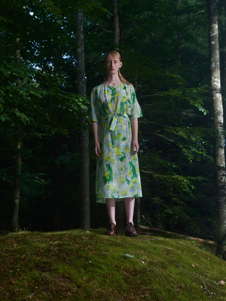Frown Silk Dress - Spraycan White Green