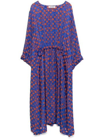 CHEWING DRESS - RUST BLUE CHESS