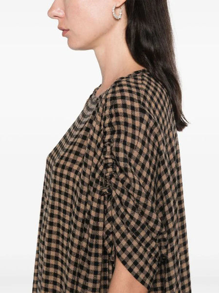 RENEW DRESS - BEIGE BLACK CHECKS