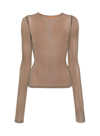 exposed-seam round-neck top