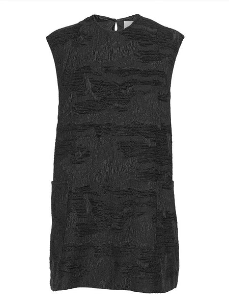 Dart Sleeveless Dress - Fishes Black