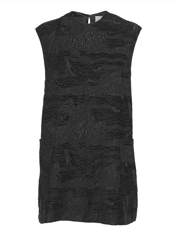 Dart Sleeveless Dress - Fishes Black