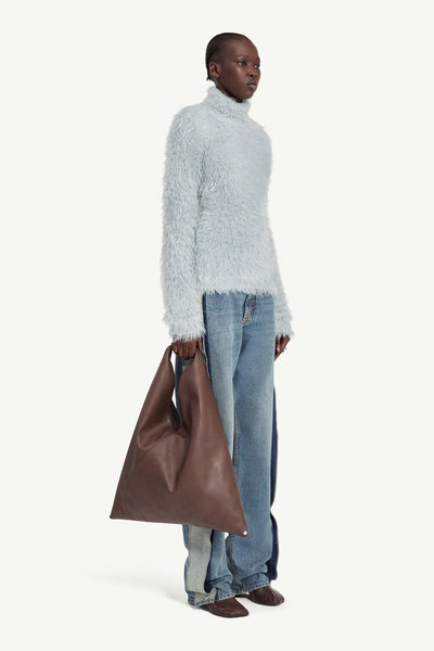 Faux fur turtleneck sweater