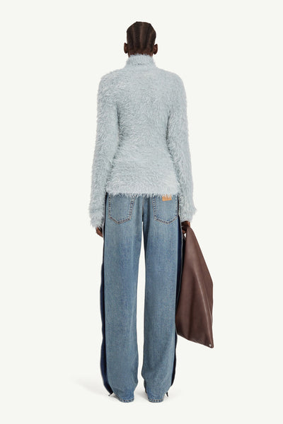 Faux fur turtleneck sweater