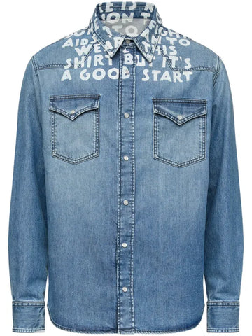 slogan denim shirt